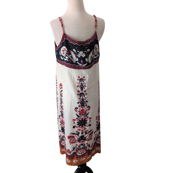 Vintage FARM RIO Dress Womens Flower Rug Midi Size G Large Tie Front Boho RARE - Picture 14 of 16